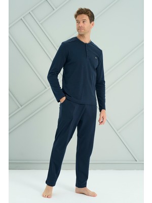 Remsa Erkek Penye Uzun Kol Pijama Takımı 2209 LACIVERT04