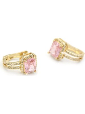 Venüs Shopping Taşlı Küpe - Pembe