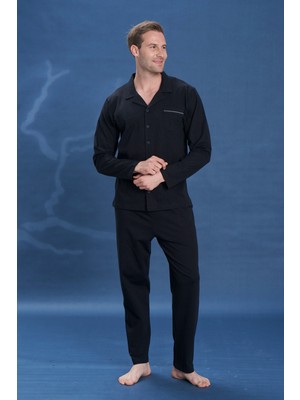 Remsa Erkek Penye Uzun Kol Pijama Takımı 2142 SIYAH01