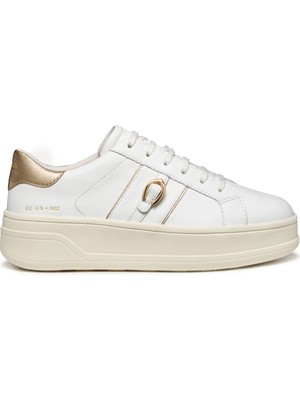 Geox Kadın Beyaz D Spherıca Ecub-2 B - Nappa+Me Bağcıklı Kalın Tabanlı Deri Sneaker D56WVB085Y2C1327