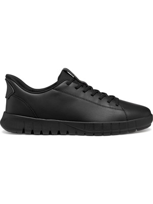 Geox Erkek Siyah U Flextrıde Plus Bağcıklı Deri Sneaker U56MAA0009BC9999