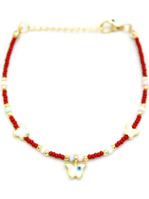 Venüs Shopping Kelebek Boncuk Bileklik - Bordo