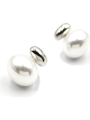 Venüs Shopping Oval Inci Küpe - Gümüş