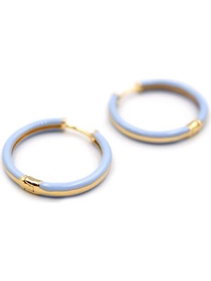 Venüs Shopping Mineli Halka Küpe - Açık Mavi