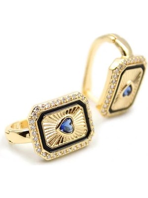 Venüs Shopping Kalp Taşlı Küpe - Mavi