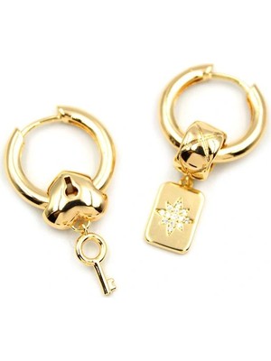 Venüs Shopping Kilit Küpe - Altın