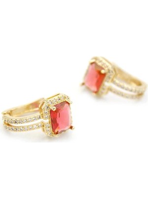 Venüs Shopping Taşlı Küpe - Kırmızı