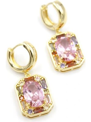 Venüs Shopping Taşlı Küpe - Pembe