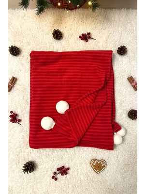 Tivoli Ponponlu Kırmızı Throw Battaniye 130X160CM