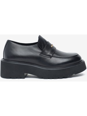 Greyder Kadın Siyah Hakiki Deri Loafer Ayakkabı 5K2CA35273