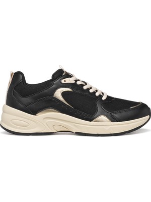 Geox Kadın Siyah D Zarvıa A - Mesh+Pearl.gbk Bağcıklı Kalın Tabanlı Deri Sneaker D55YLA01454C9999