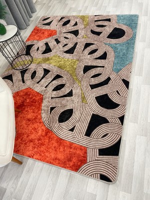 Brillant Çengel Desen Modern Desen Lateks Taban Halı