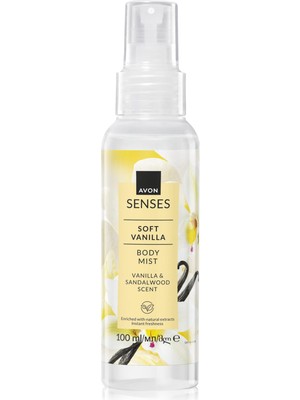 Avon Senses Soft Vanilla Vücut Spreyi 100 ml Vanilya Sandal Ağacı Kokulu Unisex Doğal Özlü