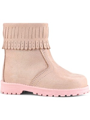 Rakerplus Chiron Hakiki Deri Pembe Simli Fermuarlı Kız Çocuk Bot Çizme