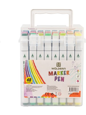 Waldern Premium 48'li Çift Taraflı Kalem Seti + Plastik Taşıma ve Korum Çantalı