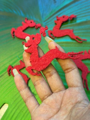 Gönülden Tasarım 6 Adet Kırmızı Keçe Deniz Atı Arma Set 8x7 cm