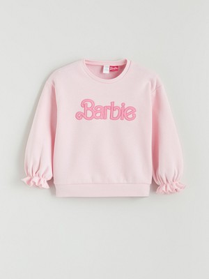 Lc Waikiki Yeni Sezon Bisiklet Yaka Barbie Nakışlı Kız Çocuk Sweatshirt