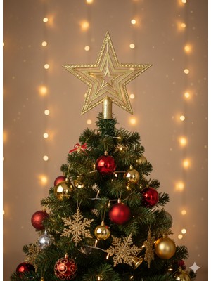 Dodomar Yılbaşı Ağaç Tepelik 15CM Altın Içiçe Geçen Yıldız