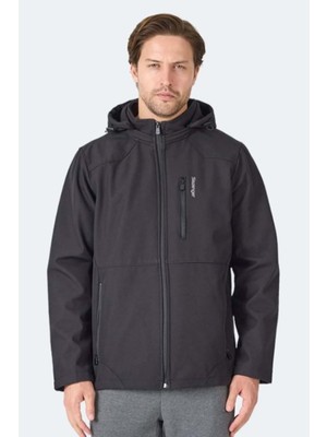 Slazenger HARMONIC Erkek Kapüşonlu Fermuarlı Siyah Mont & Kaban