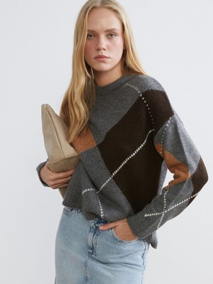 Lc Waikiki Yeni Sezon Baklava Desenli Kadın Triko Kazak