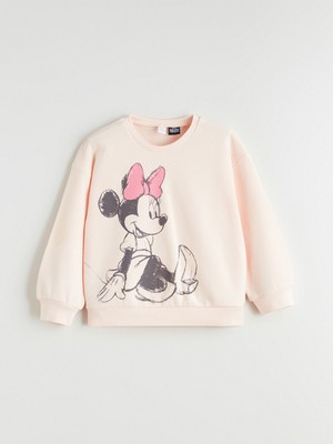 Lc Waikiki Yeni Sezon Bisiklet Yaka Minnie Mouse Baskılı Kız Çocuk Sweatshirt
