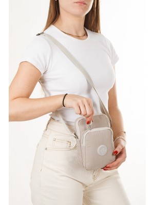 Newish Kadın Telefon Bölmeli Çapraz El ve Omuz Çantası – Bej – NEW362