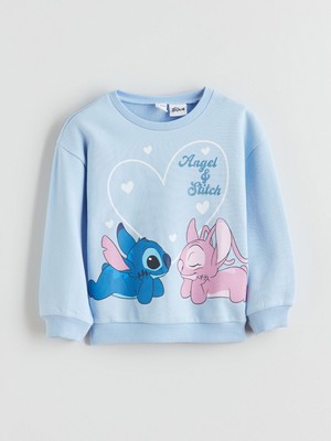 Lc Waikiki Yeni Sezon Angel ve Stitch Baskılı Kız Çocuk Kalın Sweatshirt