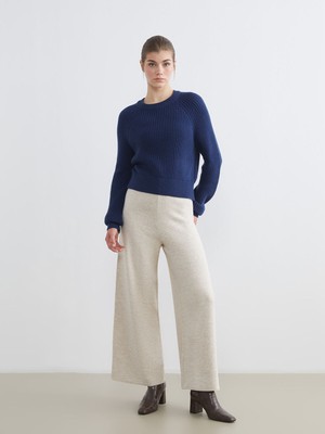 Lc Waikiki Yeni Sezon Beli Lastikli Geniş Paça Kadın Triko Pantolon