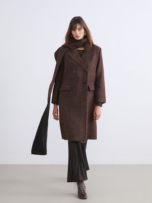 Lc Waikiki Yeni Sezon Kruvaze Yaka Atkılı Kadın Kaban