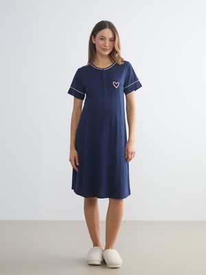 Lc Waikiki Yeni Sezon Bisiklet Yaka Baskılı Hamile Gecelik