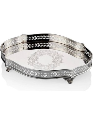 Lamedore Engrave Kulplu Oval Tepsi 41X26X7 cm