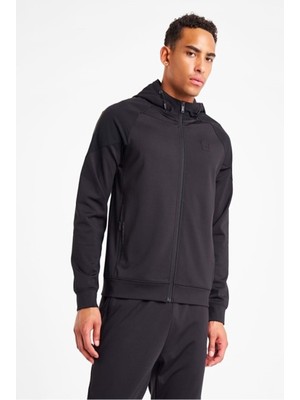 Lescon 25N-1117 Erkek Fermuarlı Kapüşonlu Sweatshirt  - Siyah