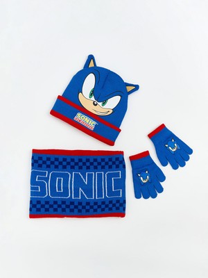 Lc Waikiki Yeni Sezon Sonic Baskılı Erkek Çocuk Atkı Bere ve Eldiven