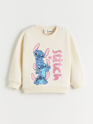 Lc Waikiki Yeni Sezon Bisiklet Yaka Stitch Baskılı Kız Çocuk Kalın Sweatshirt
