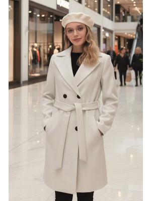 Barbora Ekru Kaşe Kadın Kaban