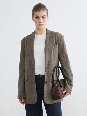 Lc Waikiki Yeni Sezon Kazayağı Desenli Kadın Blazer Ceket