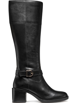 Geox Kadın Siyah D Serılda 60 B - Smo.lea Fermuarlı Topuklu Deri Çizme D56XXB00043C9999