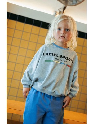 Magu Unisex Çocuk Pamuklu Gri Spor Baskılı Sweatshirt – Rahat Kalıp, Yumuşak Doku