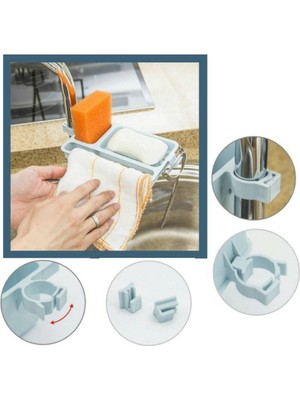 Mena Rise Musluğa Takılan Sünger Havlu Askısı Sabun Hazneli Mutfak Banyo Lavabo Düzenleyici Organizer
