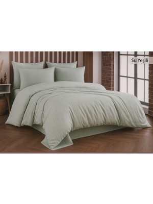 Moon Secret Premıum Su Yeşili Renk Pamuk Saten Çift Kişilik Nevresim Takımı