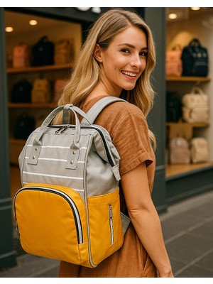 U.S.F Anne Bebek Bakım Sırt Çantası Organizatör Fonksiyonel Termal Biberon Gözlü, Su Geçirmez Kumaş