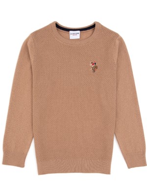 U.S. Polo Assn. Erkek Çocuk Camel Melanj Bisiklet Yaka Basic Kazak 50307838-VR122