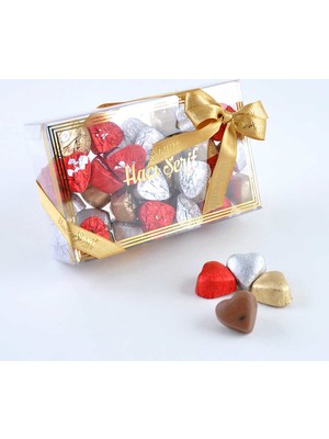 Yaldızlı Mini Kalp Çikolata 450g Asetat Kutu