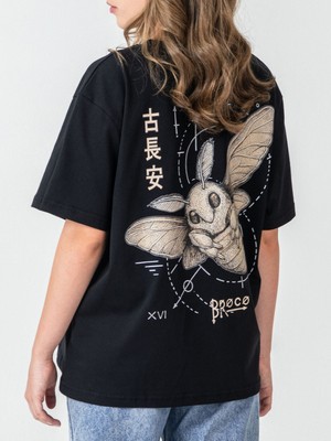 Unisex Erkek/kadın Oversize Bisiklet Yaka %100 Pamuk Baskılı Ipek Yolu T-Shirt