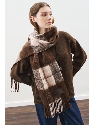 Manuka EKOSE DESENLİ ATKI KAHVERENGİ