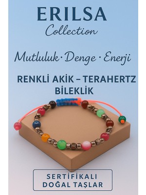 Erilsa Sertifikalı Terahertz Renkli Akik Taşı Bileklik – Mutluluk, Denge ve Enerji Veren Doğal Taş