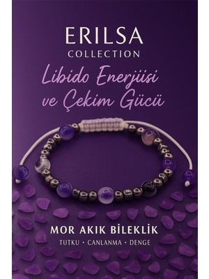 Erilsa Sertifikalı Libido Enerjisi Artırma  Çekim Gücü Bilekliği - Mor Akik ve Terahertz 6 mm Doğal Taş