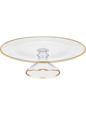 Decorium Cam Ayaklı 33 cm Servis Tabağı Dalia Altın M06460-AB