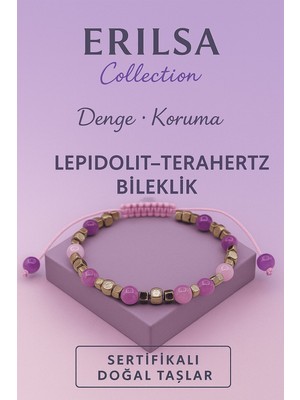 Erilsa Sertifikalı Terahertz Lepidolit Taşı  Bileklik – Denge, Koruma ve Huzur Veren Doğal Taş