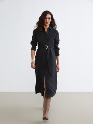 Lc Waikiki Yeni Sezon Beli Kemerli Gömlek Elbise